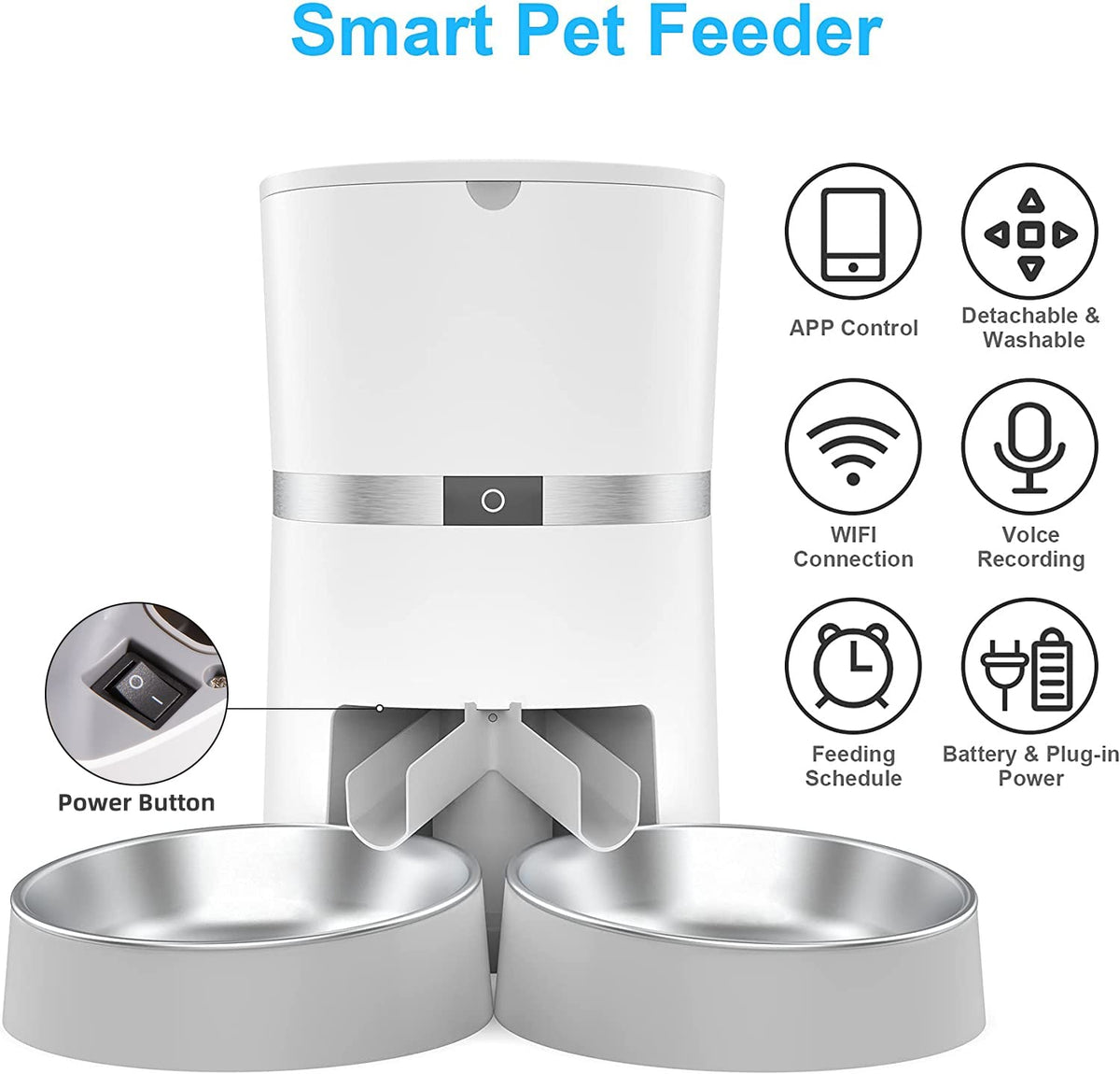 GLAD Smart Cycle Adjustable Feeder System with Bowls - Silver – Fetch for  Pets
