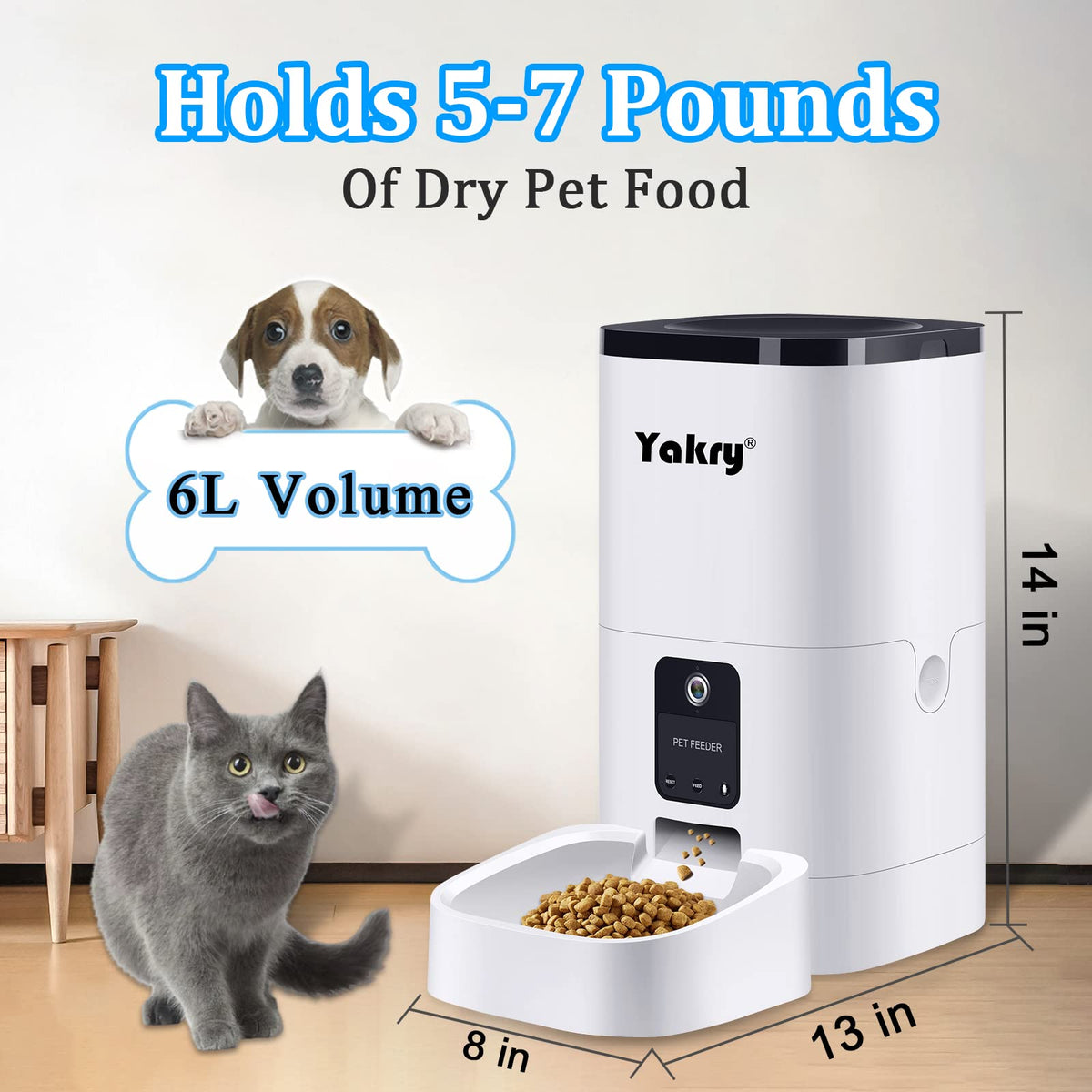 Elite 6L Automatic Smart WIFI Pet Feeder For Cat and Dog - APP