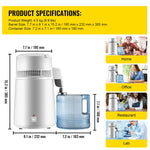 Vevor Pure Water Distiller 750W, Purifier Filter Fully Upgraded with Handle 1.1 Gal /4L, BPA Free Container, Perfect for Home Use, White