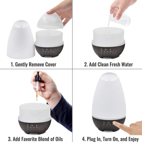 500ML Essential Oil Diffusers for Home Office with Soft Light