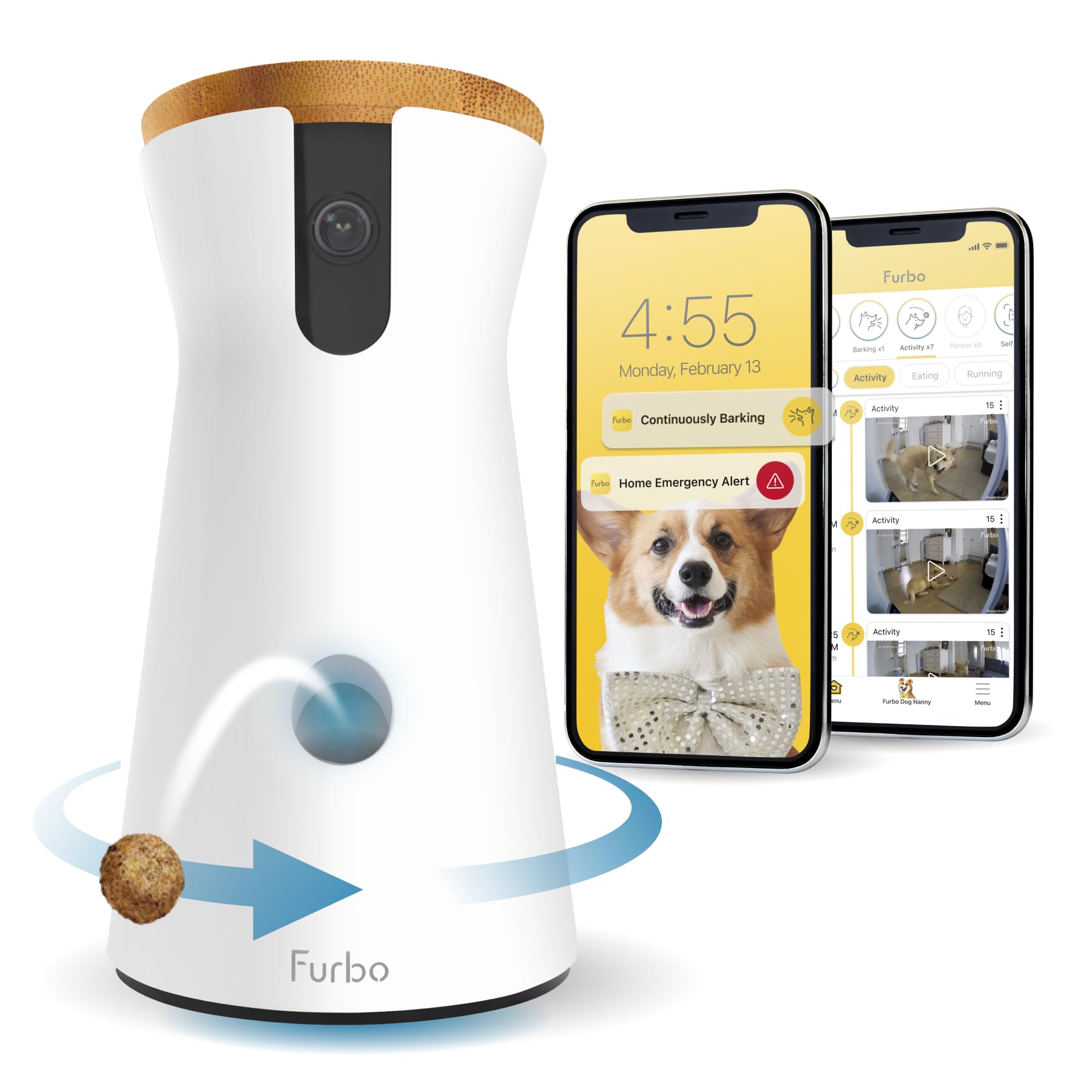 360 Pet Smart Camera Tracking Treat toss Noise Detection Home Emergency alerts Optimal Shelf Life